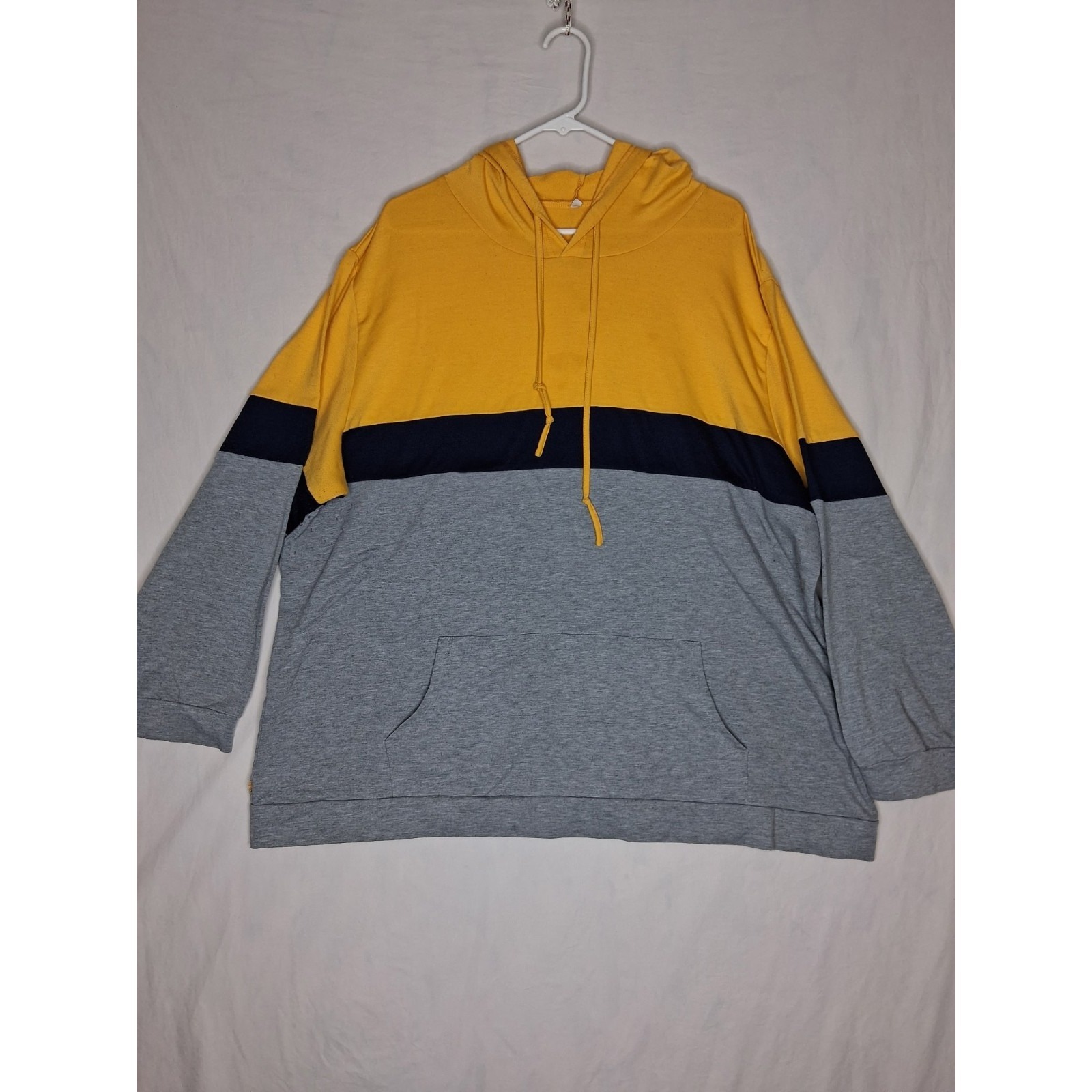 Womens Plus Size 26w Color Block Hoodie Yellow Gray Black Pullover Sweatshirt